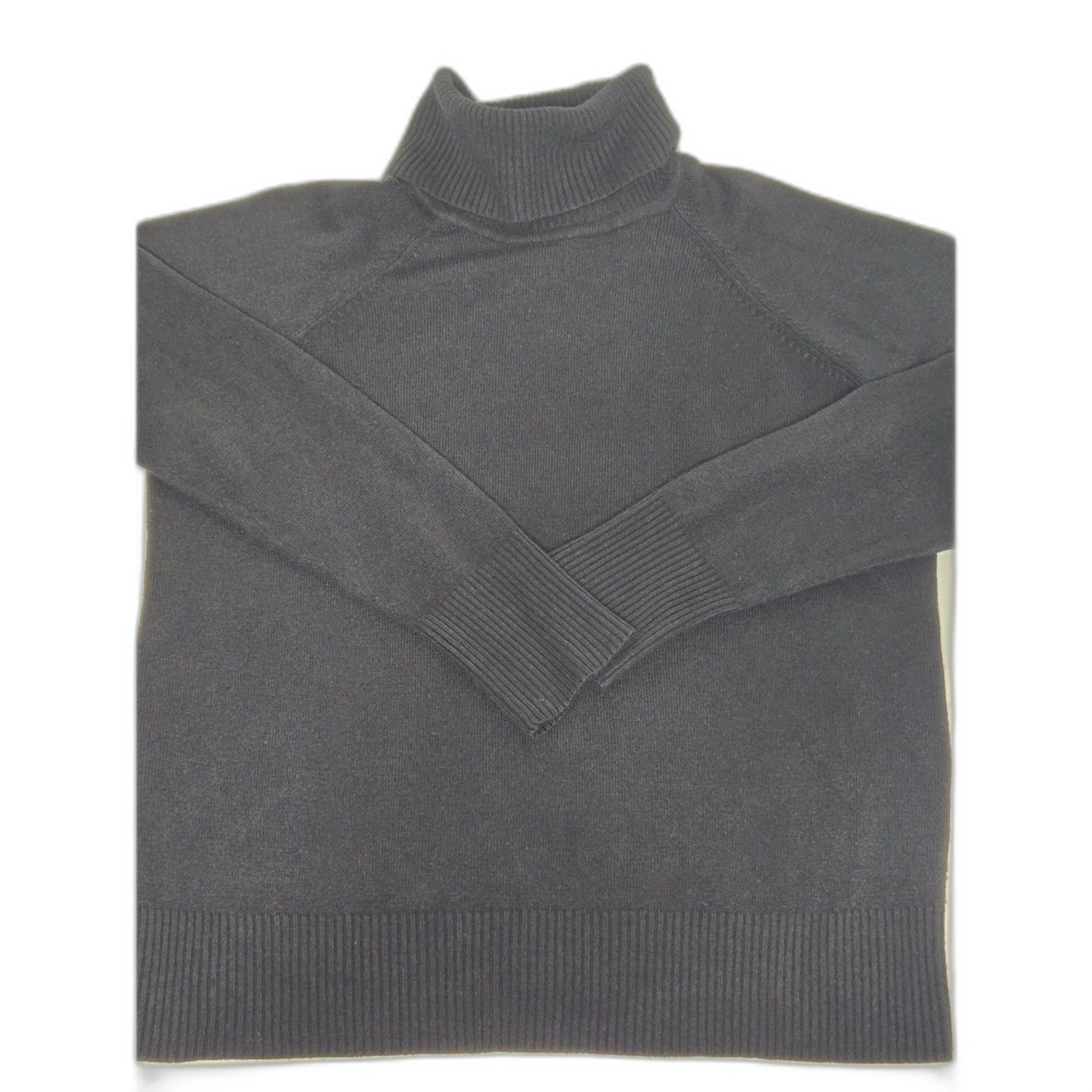 Motherhood Maternity Shaker Ribbed Turtleneck Sweater | Women's Size L | Black
